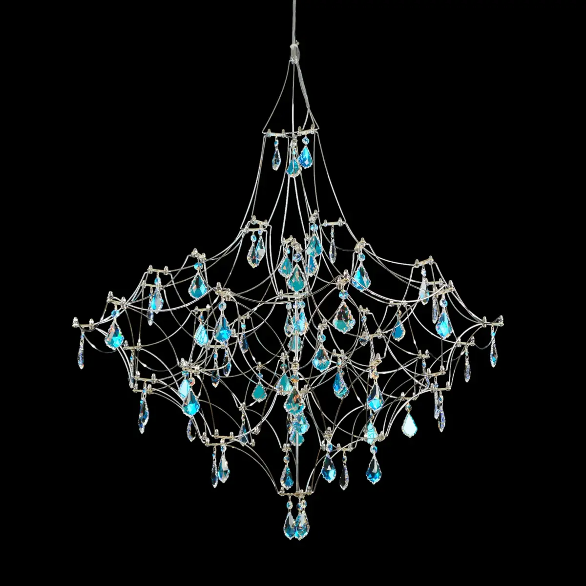 Подвесная люстра светодиодная с пультом и хрустальными подвесками Swarovski MyFar Аллегрия MR2641-66P-50SL