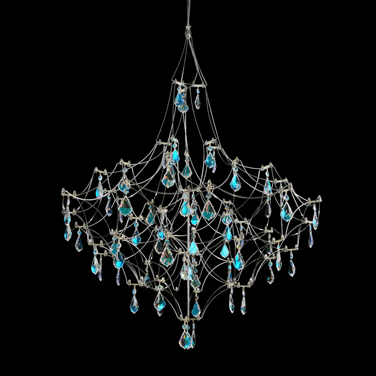 Подвесная люстра светодиодная с пультом и хрустальными подвесками Swarovski MyFar Аллегрия MR2641-66P-50SL