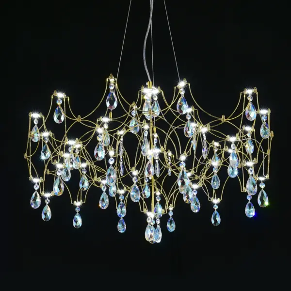 Подвесная люстра светодиодная с пультом и хрустальными подвесками K9 MyFar Илерия MR2652-57P-50СD